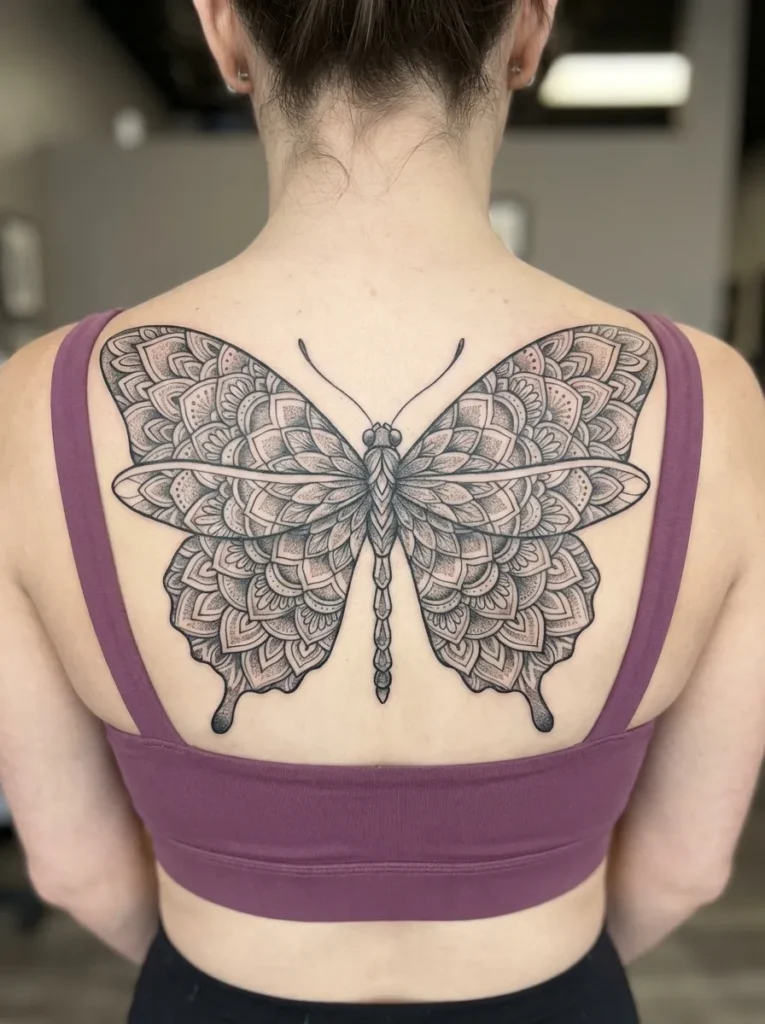 Butterfly and Dragonfly Mandala Fusion