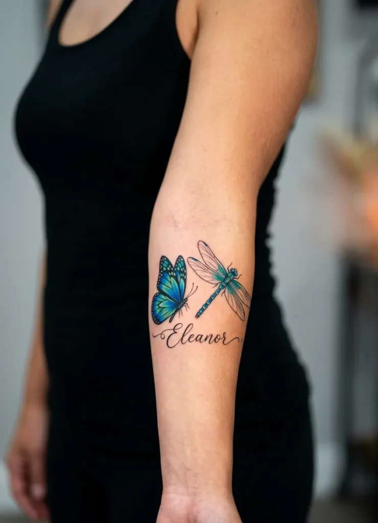 Butterfly and Dragonfly with Name Script