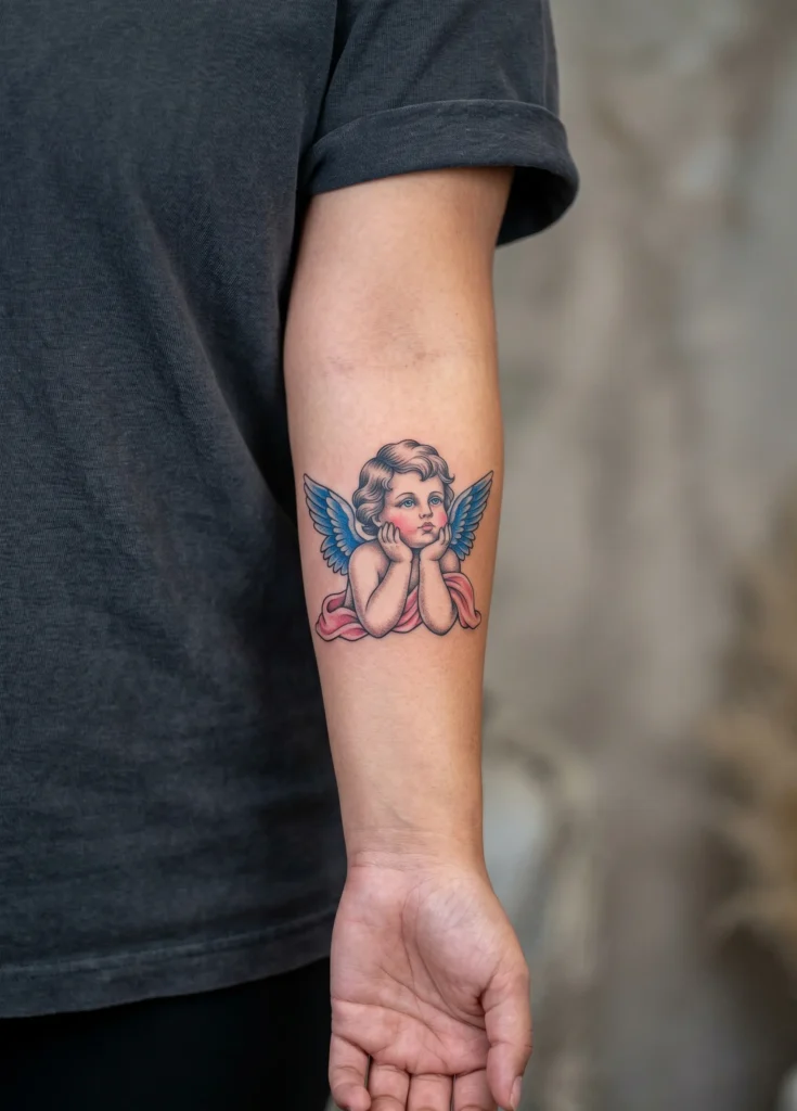 Cherub Resting Chin on Hands Pose