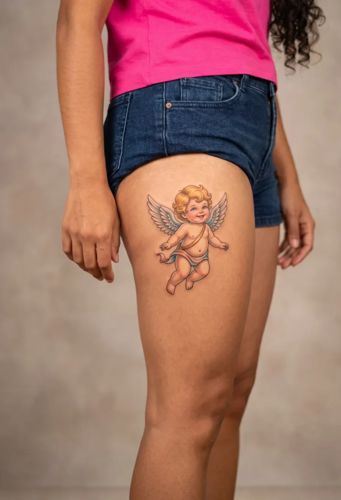 Cherub with Tiny Wings Smiling