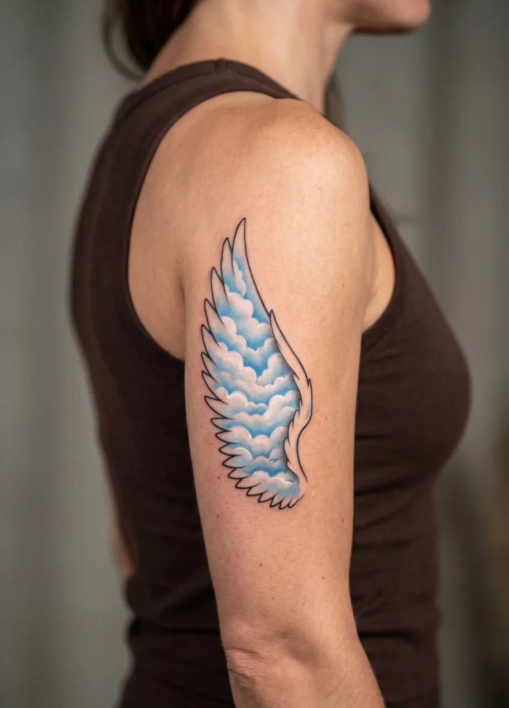 Cloud Filled Angel Wings Design