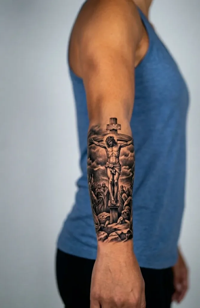 Crucifixion Scene with Cross