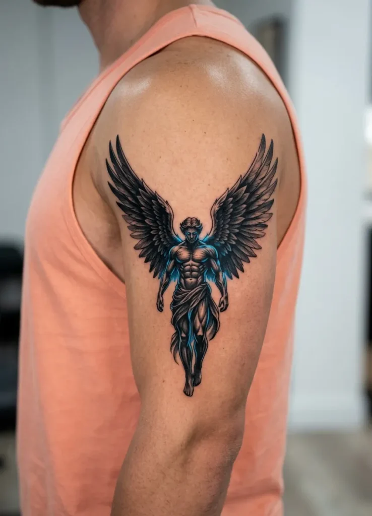 Dark Angel with Black Wings Spread