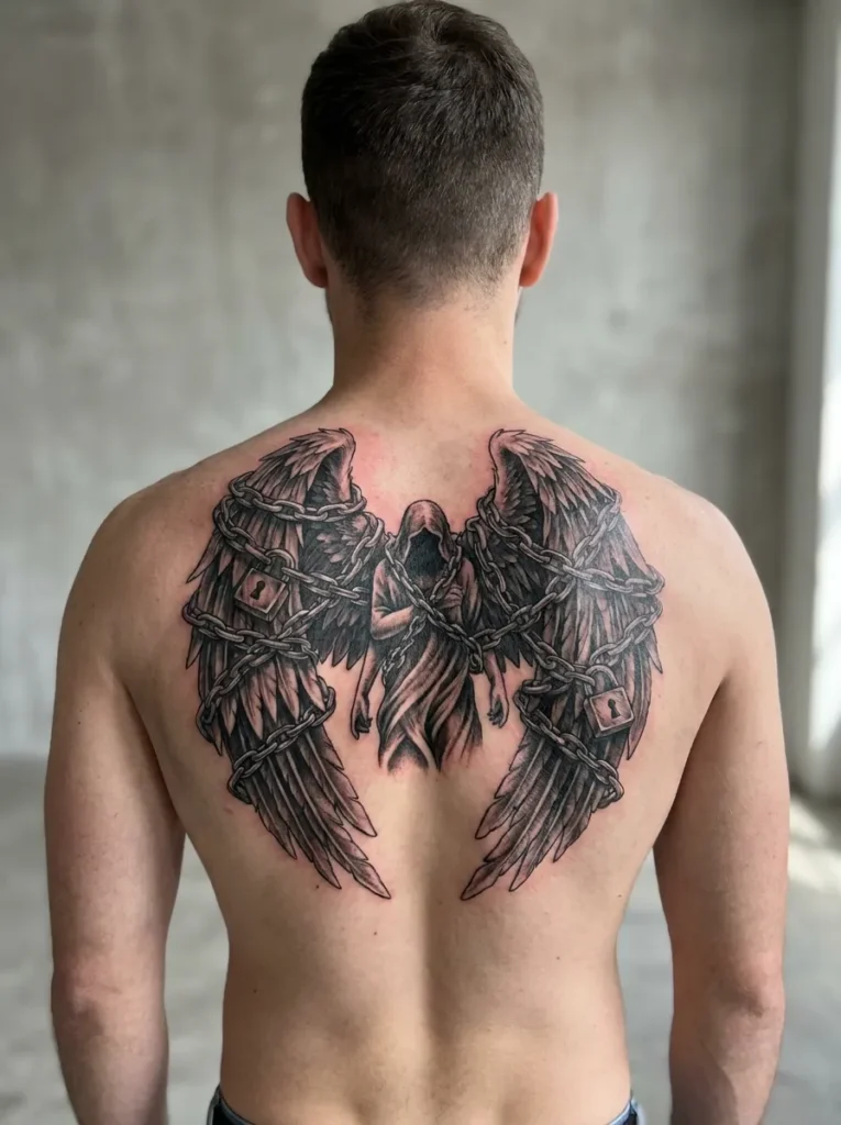 Dark Angel with Chained Wings