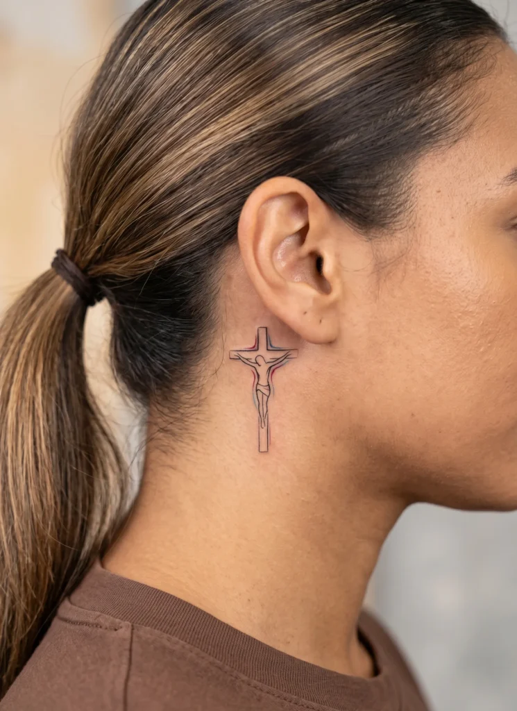 Delicate Jesus Cross Silhouette