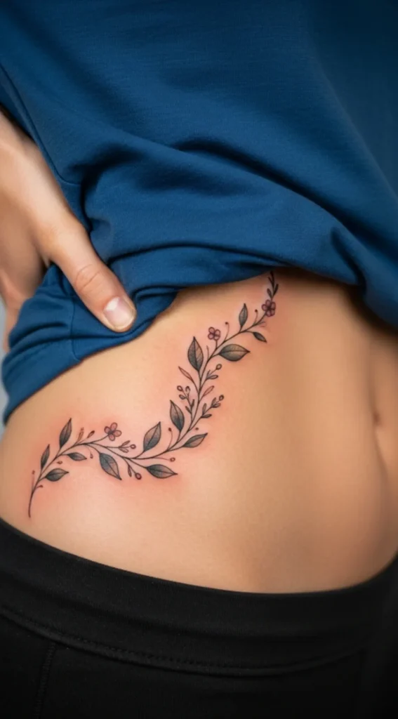 Delicate Vine Along Hip Tattoo