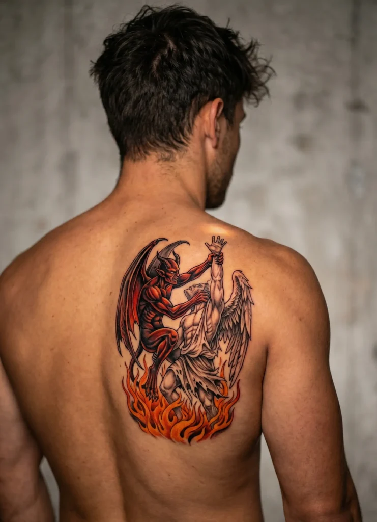 Demon Dragging Angel into Fire 