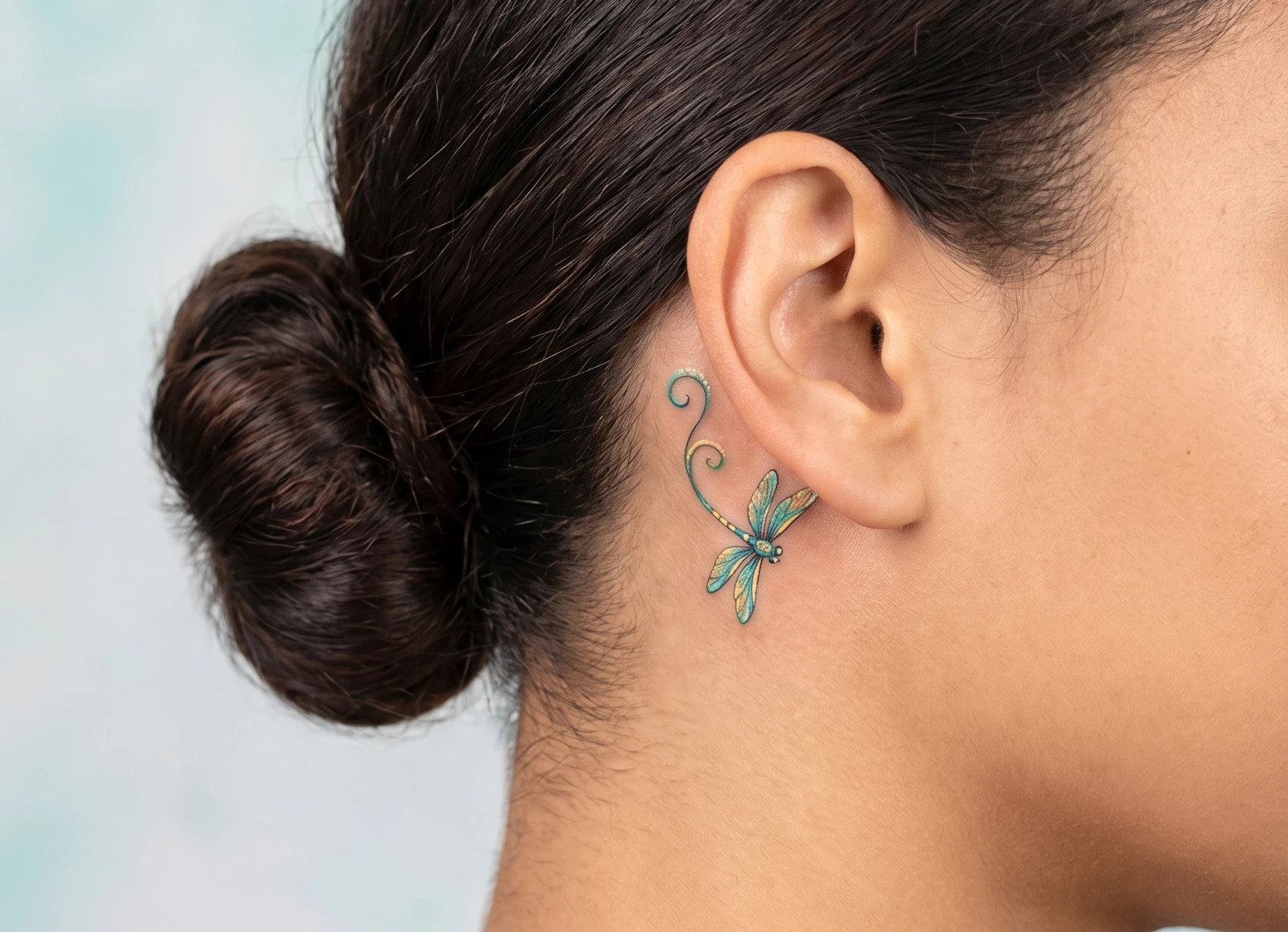 Dragonfly Behind the Ear Tattoo Ideas