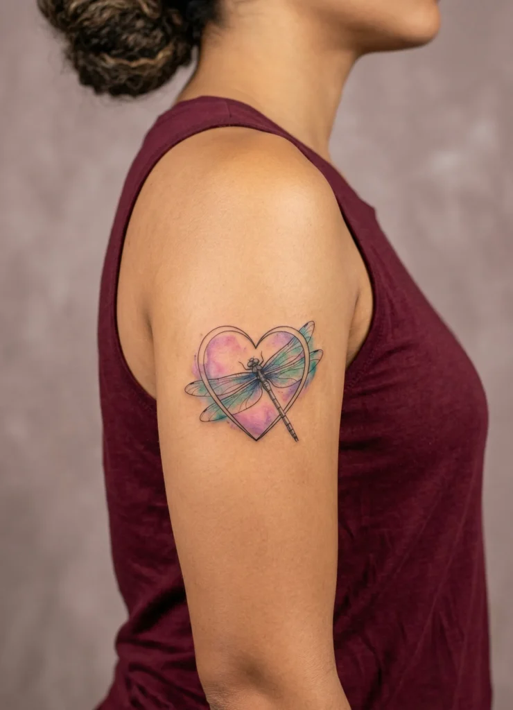 Dragonfly Flying Through Heart Frame