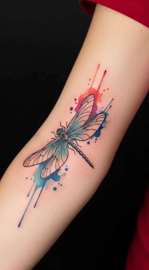 Dragonfly Forearm Tattoo with Thin Elegant Wings