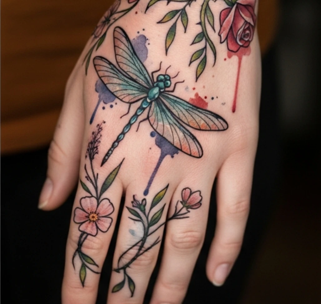 Dragonfly Hand Tattoos