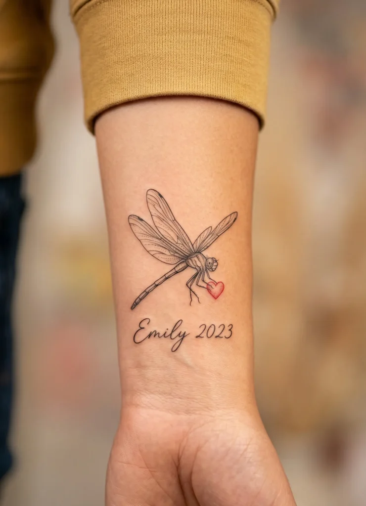 Dragonfly Holding a Small Heart Symbol