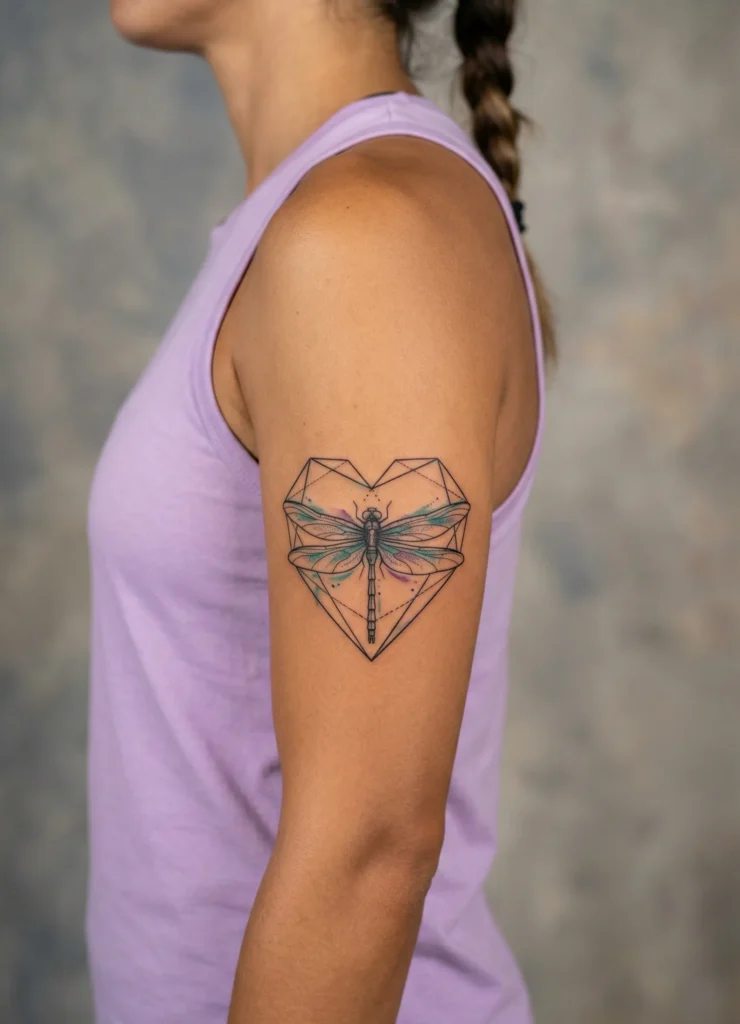 Dragonfly Inside a Geometric Heart