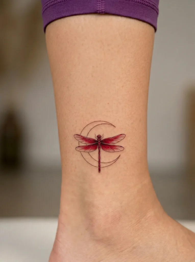 Dragonfly Resting on Crescent Moon