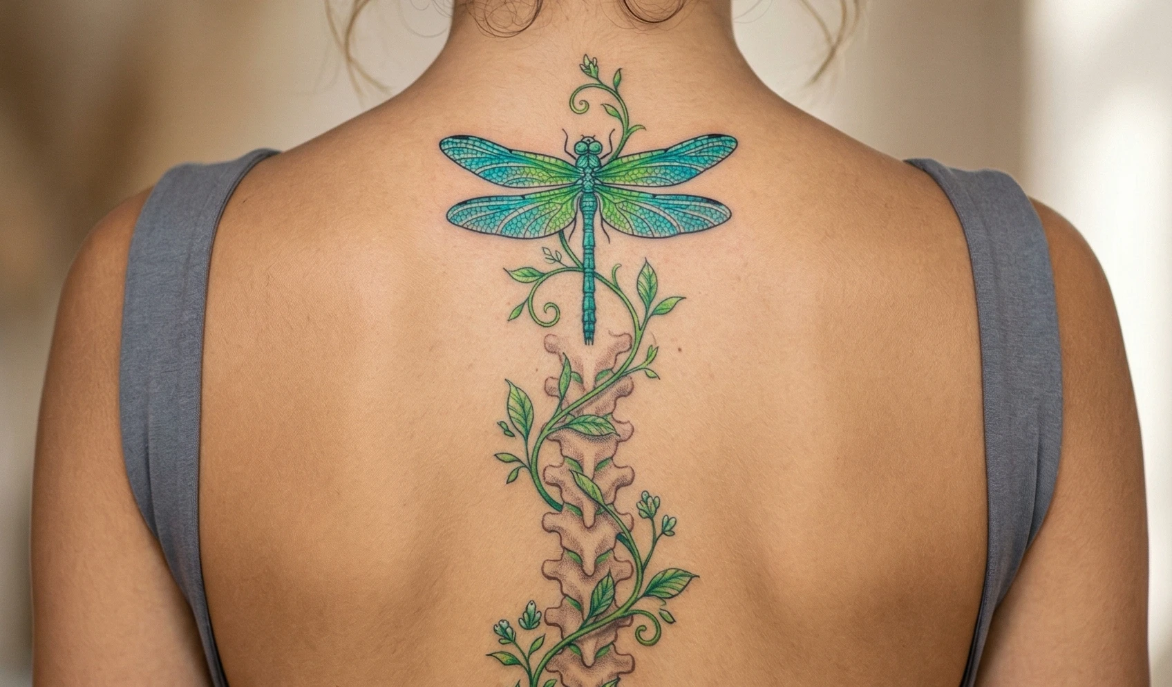 Dragonfly Spine Tattoos for Women
