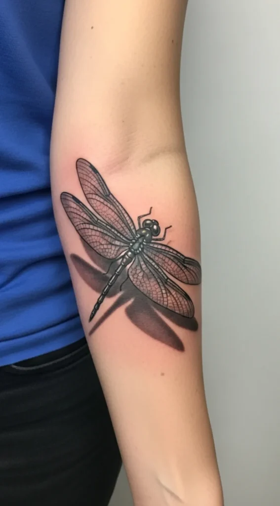Dragonfly Tattoo with 3D Wing Shading