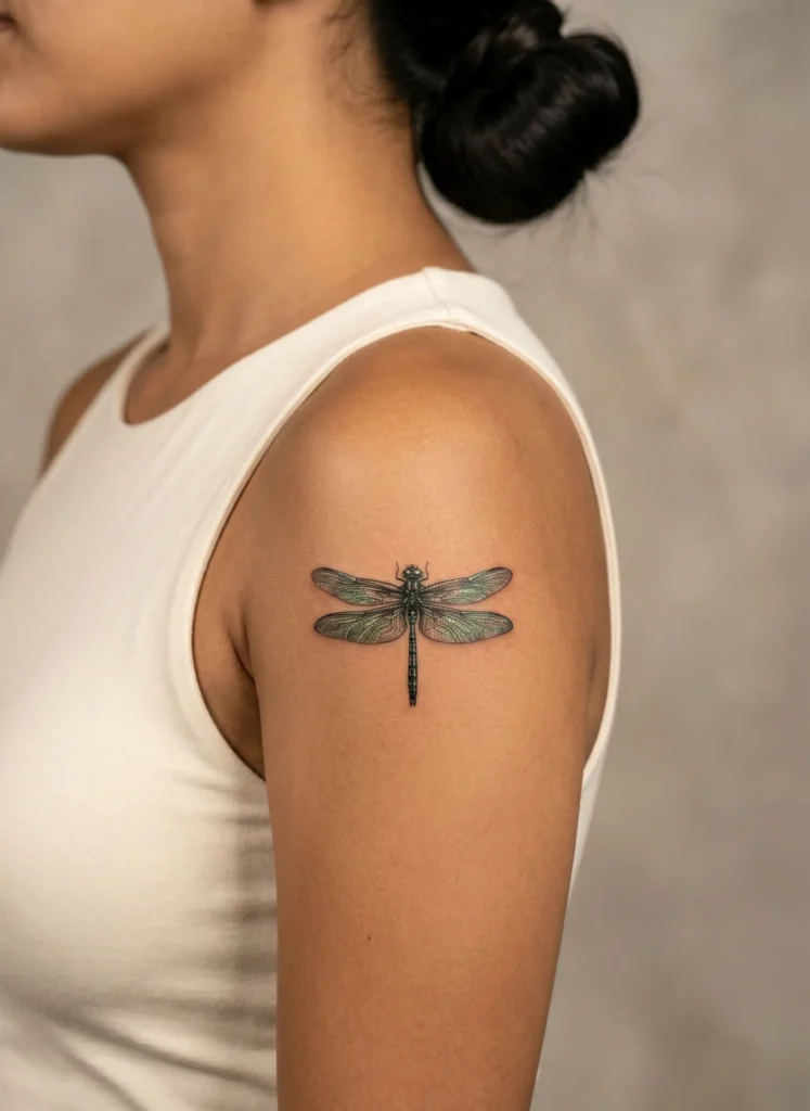 Dragonfly Tattoo with Photorealistic Wing Veins