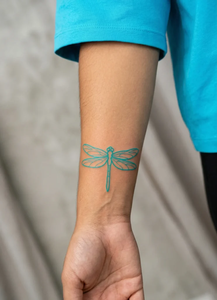 Dragonfly Wrist Tattoo with Simple Outline Style