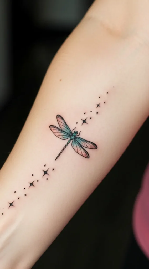 Dragonfly Wrist Tattoo with Sparkle Detail