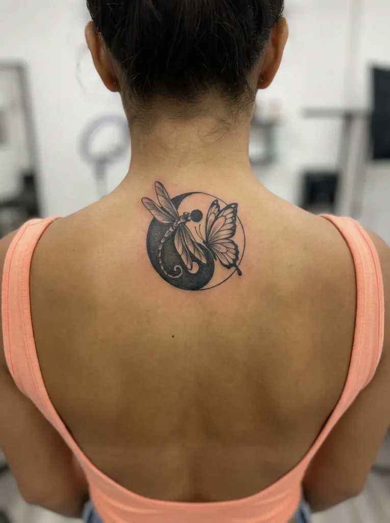 Dragonfly and Butterfly Yin-Yang Concept