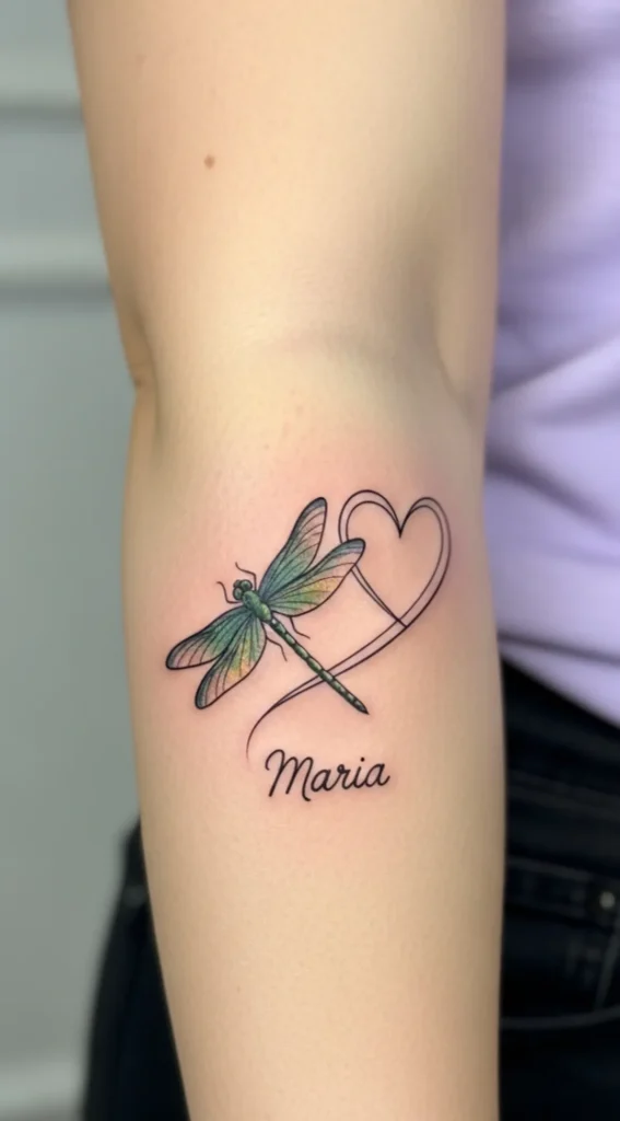 Dragonfly and Heart with Name Script