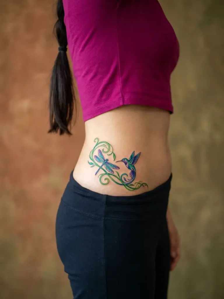 Dragonfly and Hummingbird with Vine Wrap