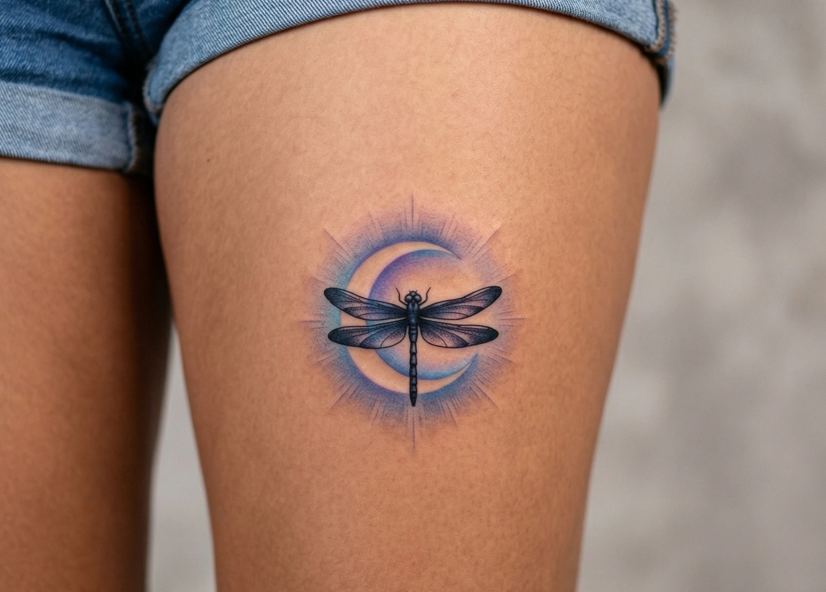 Dragonfly and Moon Tattoo Ideas