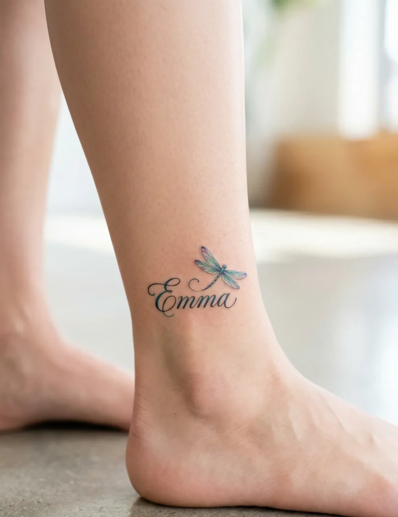 Dragonfly and Name in Script Font