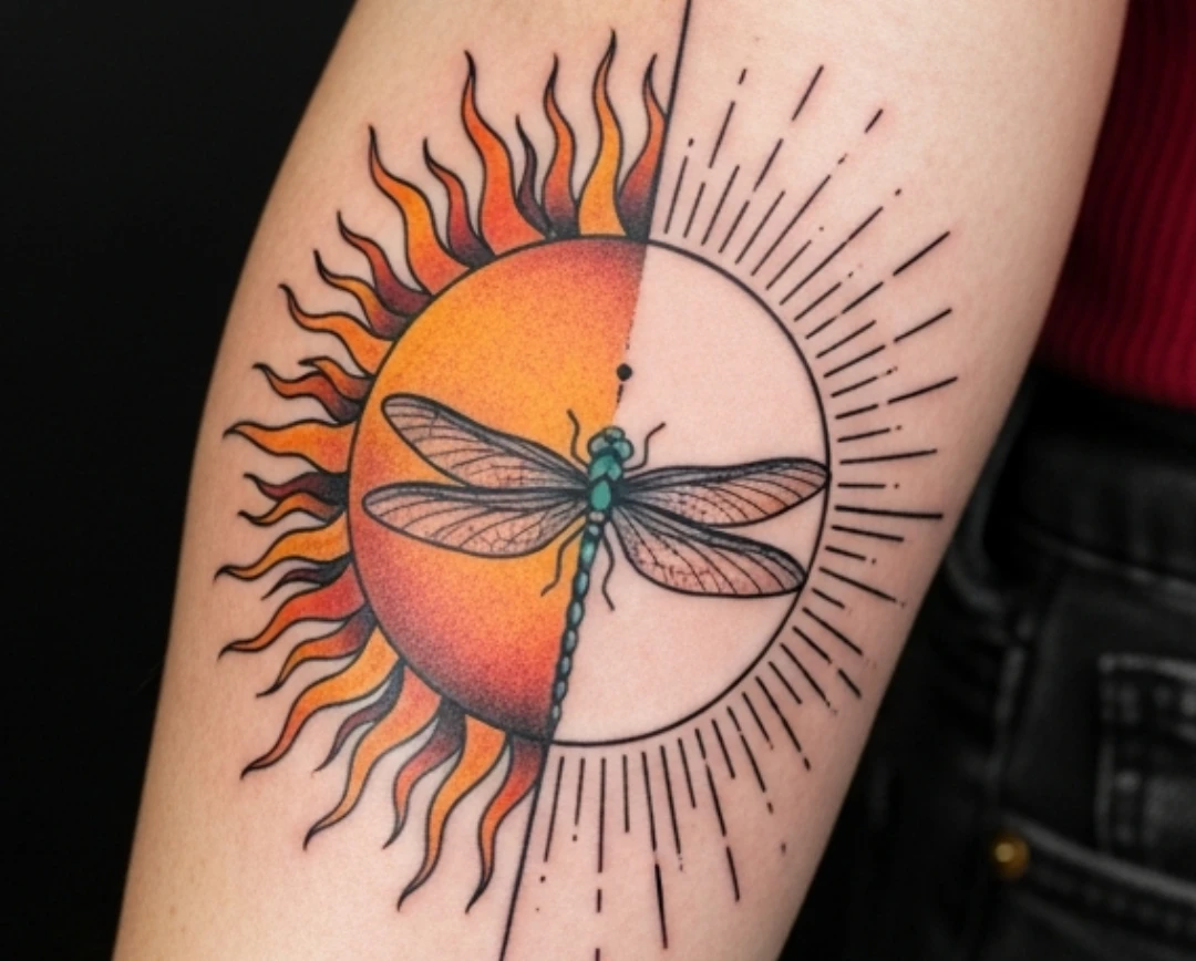 Dragonfly and Sun Tattoo Ideas
