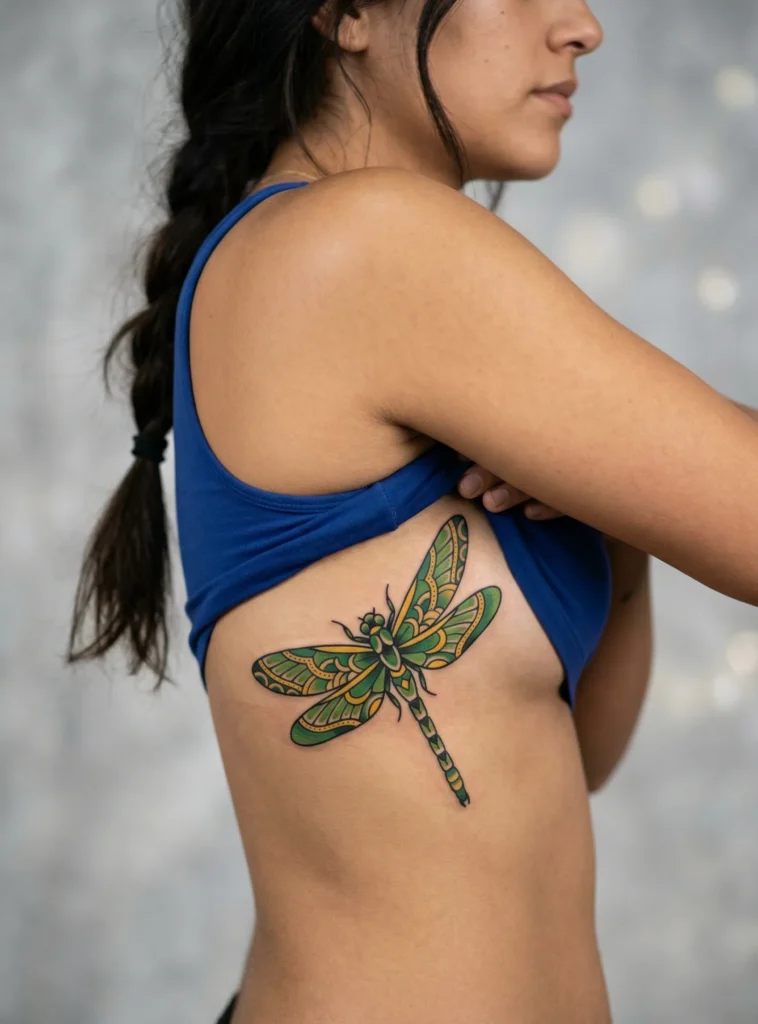 Dragonfly on Rib with Traditional Wing Patterns