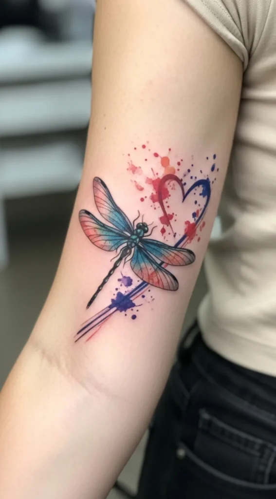 Dragonfly with Abstract Heart Blend