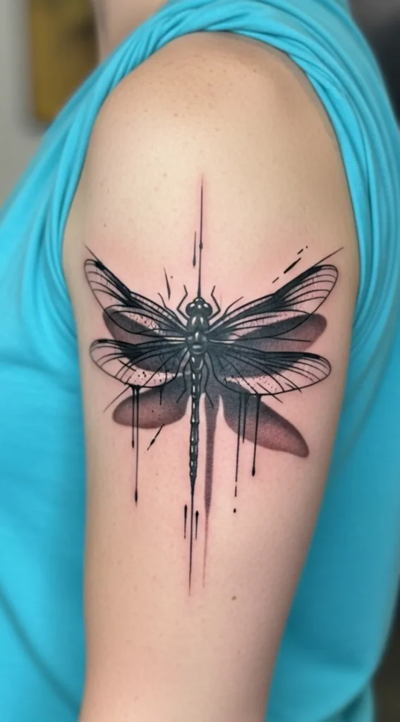 Dragonfly with Abstract Shadowed Wings