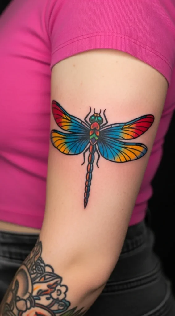 Dragonfly with Bold Primary Color Wings