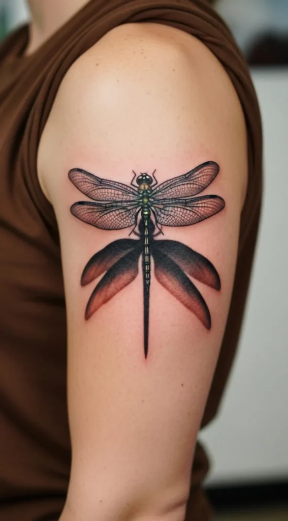 Dragonfly with Bold Wing Shadows