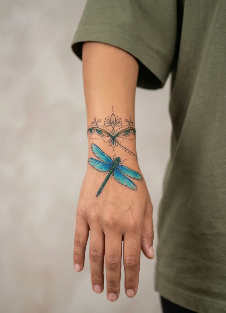 Dragonfly with Bracelet Style Around Hand