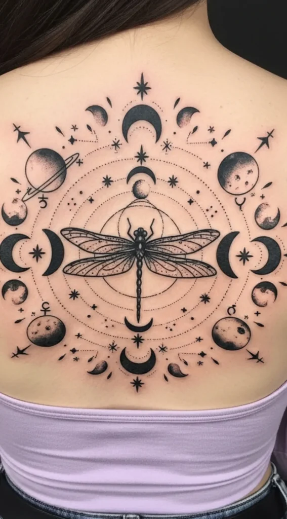 Dragonfly with Celestial Star Circle