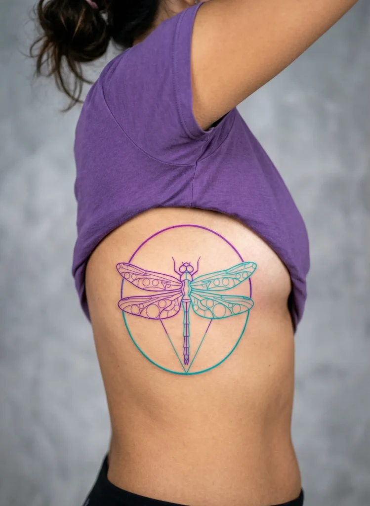 Dragonfly with Circle and Line Framework
