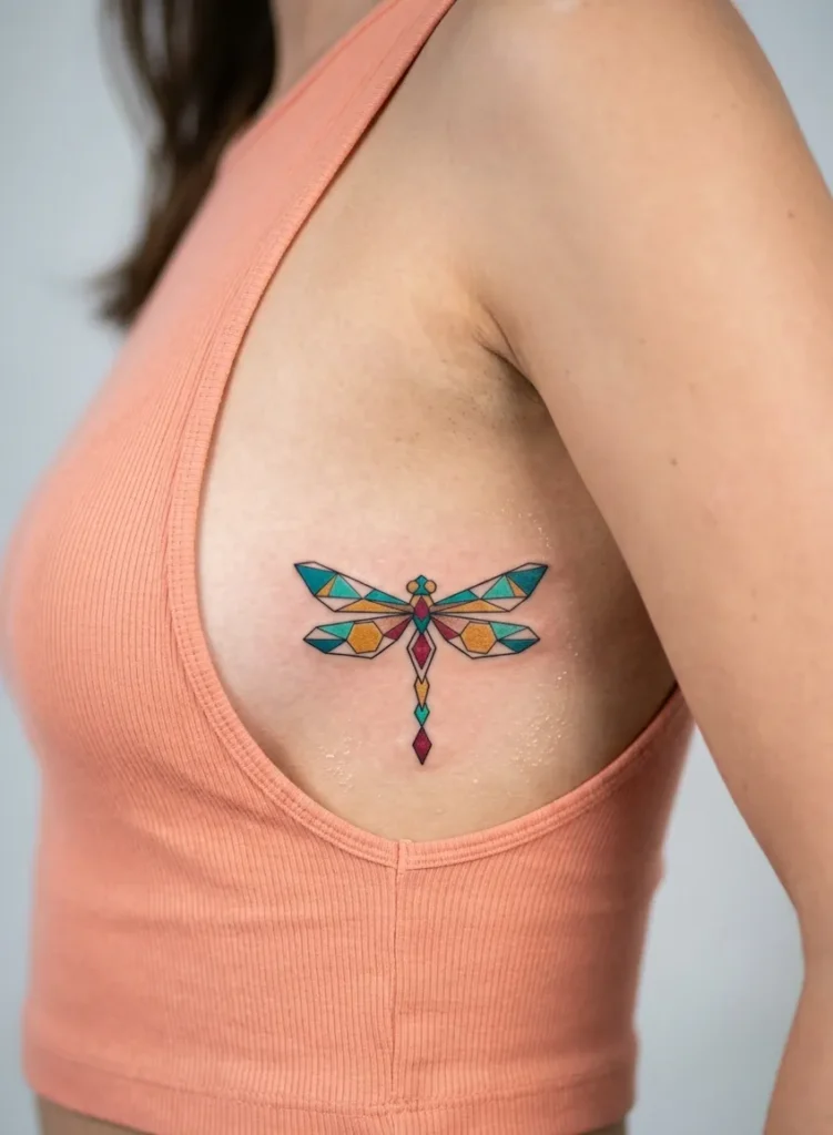 Dragonfly with Colorful Geometric Shapes