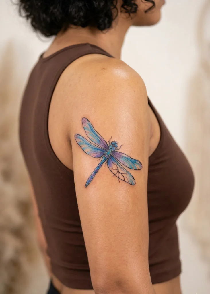 Dragonfly with Cracked Wing Tattoo