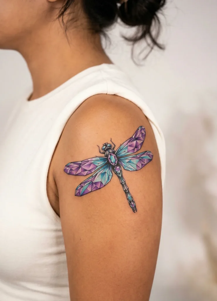 Dragonfly with Crystal Inspired Wings