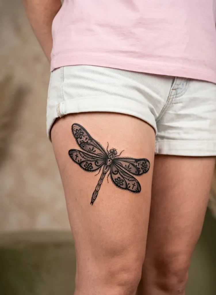 Dragonfly with Dark Lace Wing Patterns