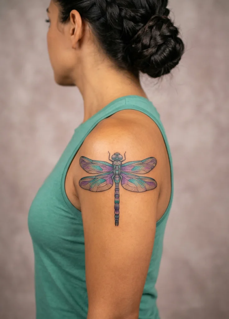 Dragonfly with Dotwork Detailing
