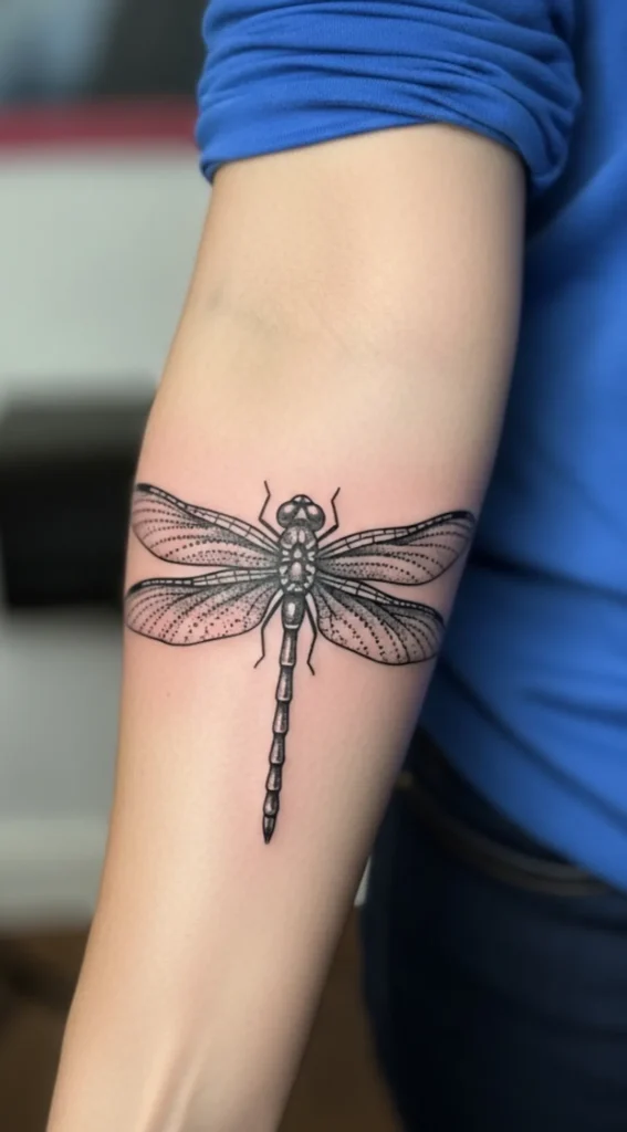Dragonfly with Dotwork Grey Shading