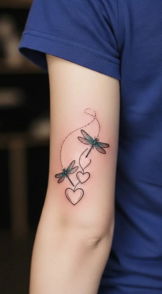 Dragonfly with Double Heart Design