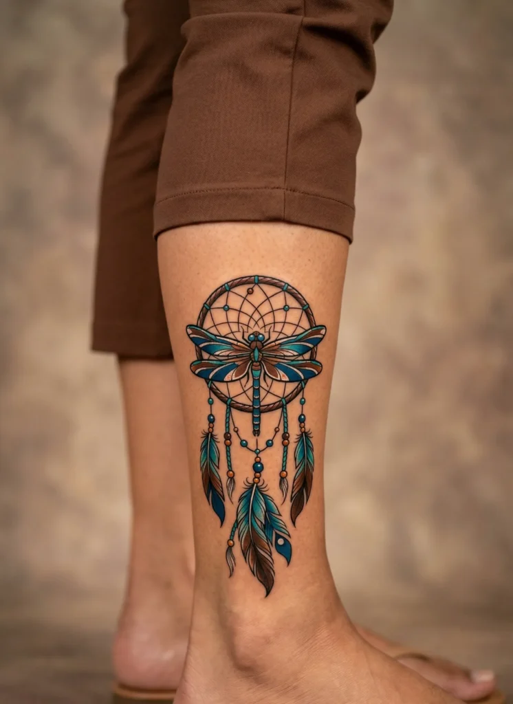 Dragonfly with Dreamcatcher Elements
