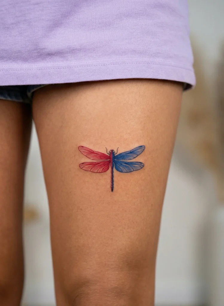 Dragonfly with Dual Tone Split Color Wings