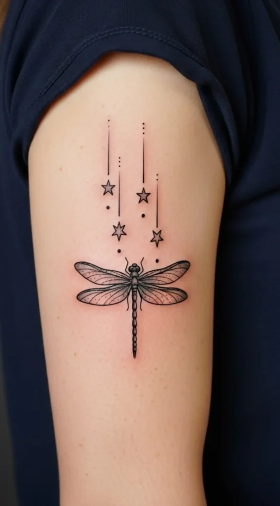Dragonfly with Falling Star Effect