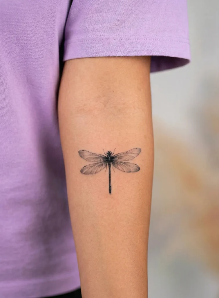 Dragonfly with Feathered Shading Effect