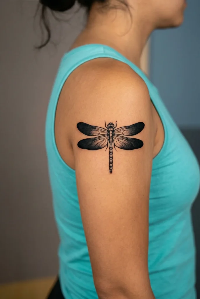 Dragonfly with Full Black Wing Shading