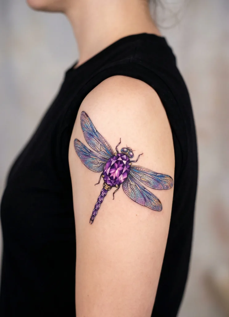 Dragonfly with Gemstone Body Detail